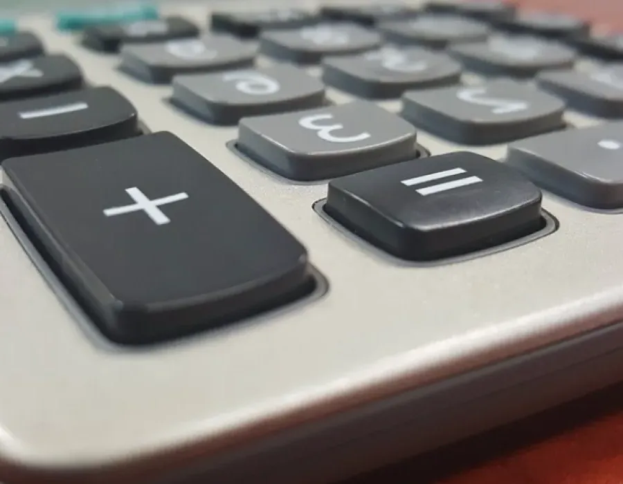 Close up of a calculator on a desktop